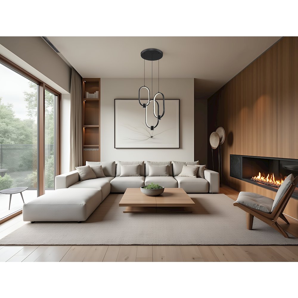 Z-Lite 3 Light Chandelier, Matte Black. Picture 6