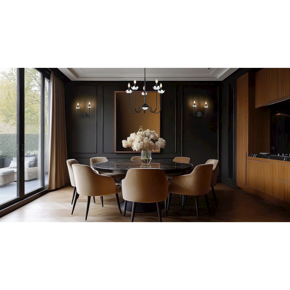 Z-Lite Allistair 5 Light Chandelier in Matte Black color, Steel frame. Picture 6