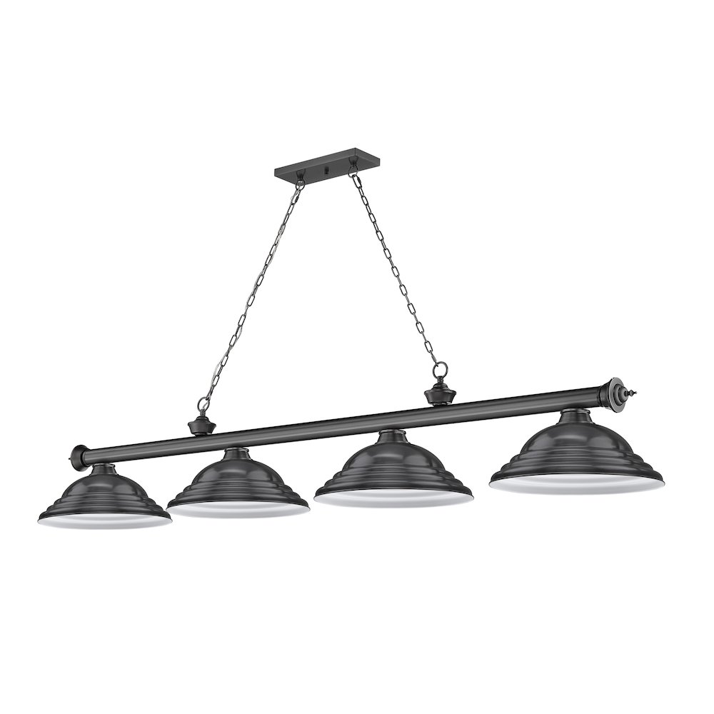 Z-Lite Cordon 4 Light Billiard, Steel Frame, Bronze Plate Shade Color. Picture 5