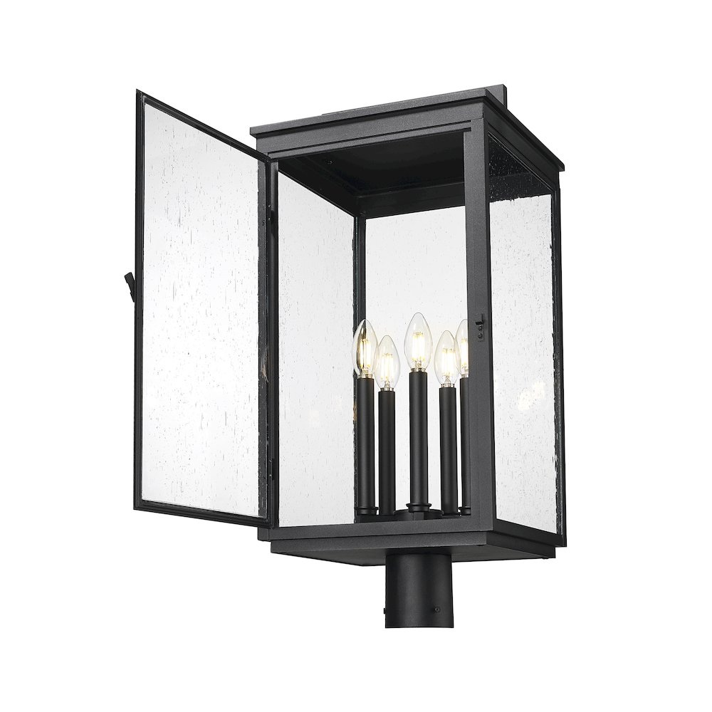 Z-Lite Hartwell 5 Light Outdoor Post Mount Fixture in Sand Black color. Picture 2