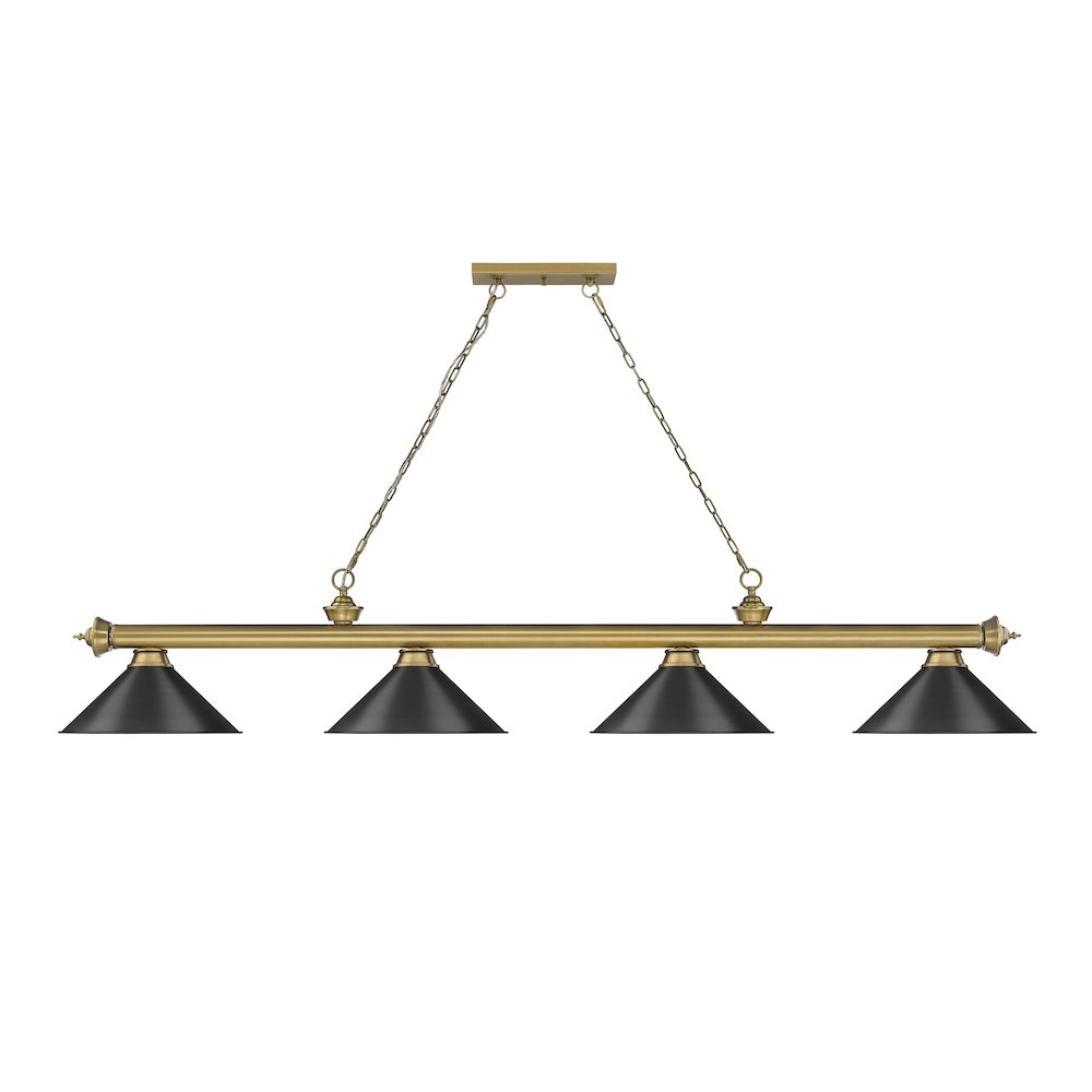 Z-Lite Cordon 4 Light Billiard, Steel Frame, Matte Black Shade Color. Picture 2