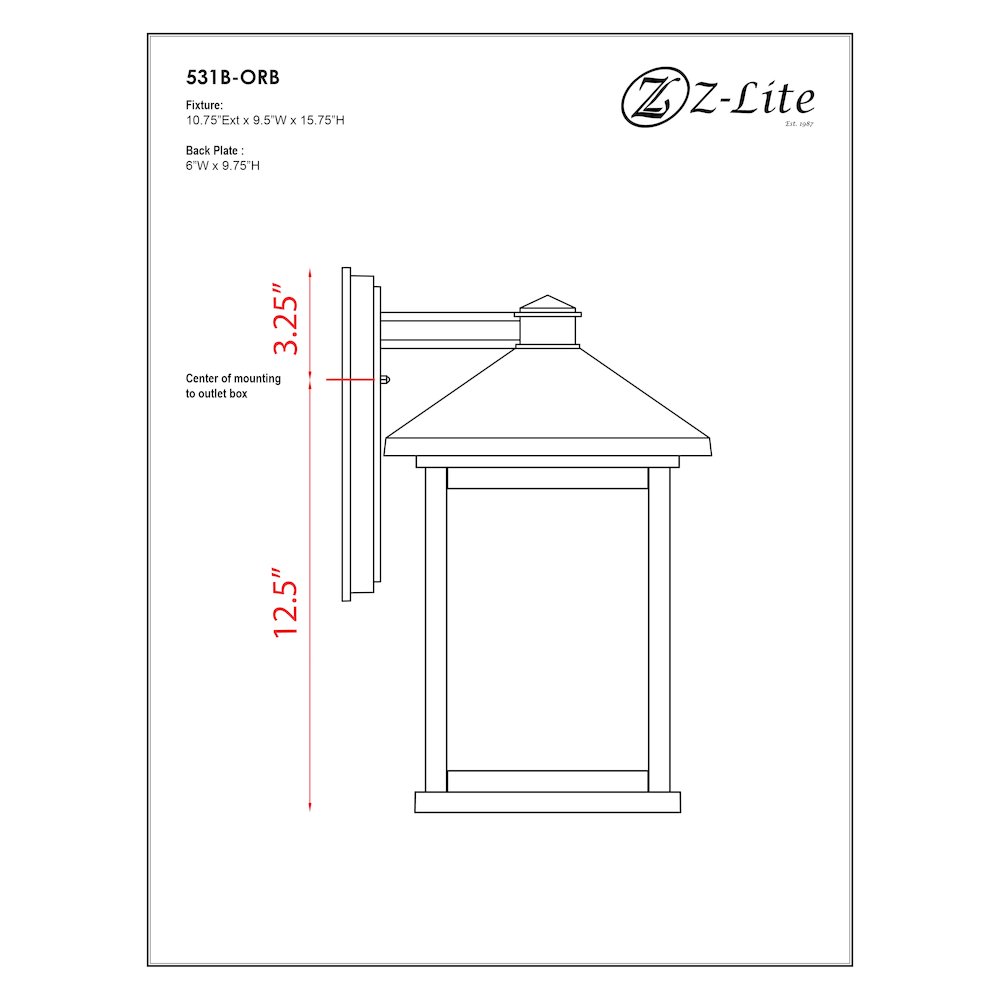 Z-Lite 1 Light Outdoor Wall Light. Picture 2