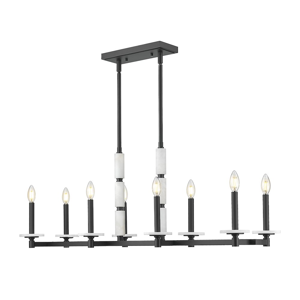 Z-Lite Kaden 8 Light Linear Chandelier in Matte Black color, Steel frame. Picture 3