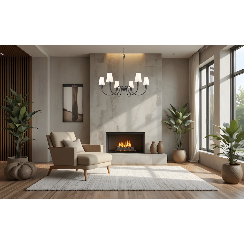 Z-Lite Claudelle 6 Light Chandelier in Matte Black color, Steel frame. Picture 6