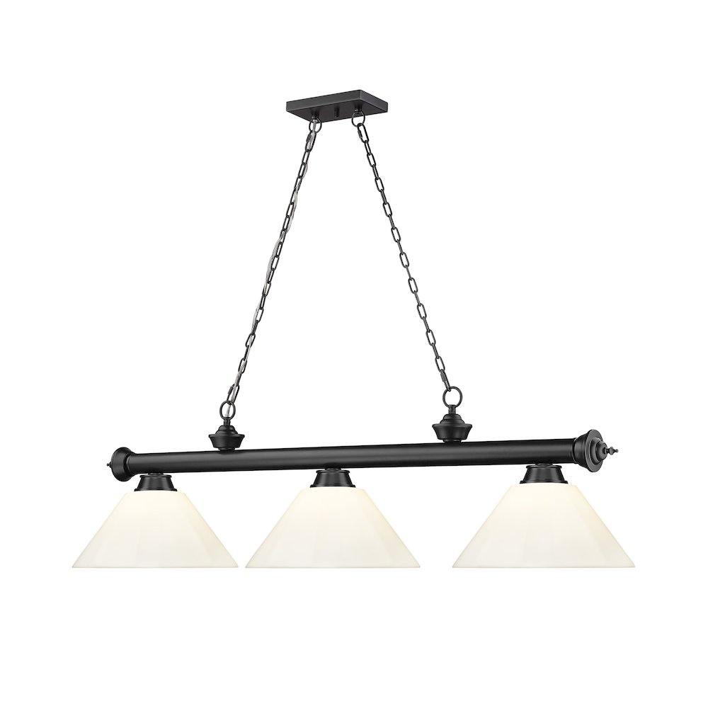 Z-Lite Cordon 3 Light Billiard, Steel Frame, White Shade Color. Picture 3