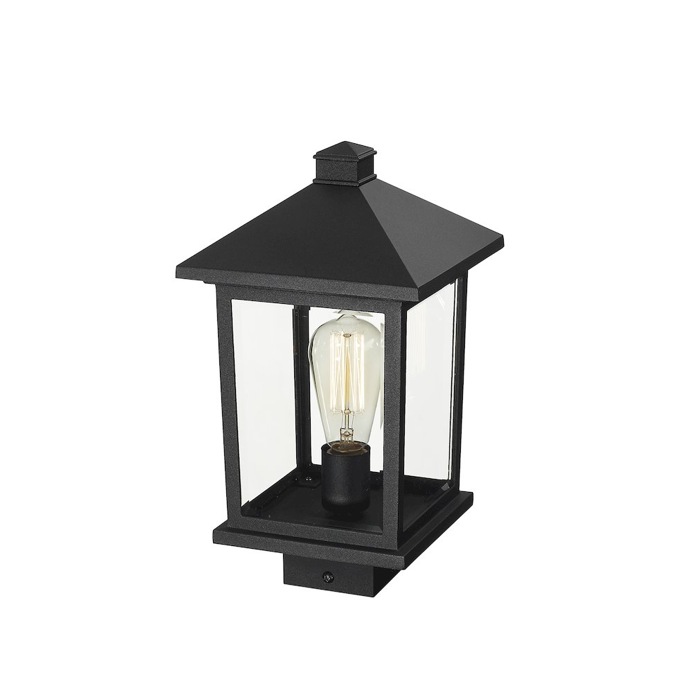 Z-Lite Portland 1 Light Outdoor Post Mount Fixture in Black Frame Finish. Picture 3