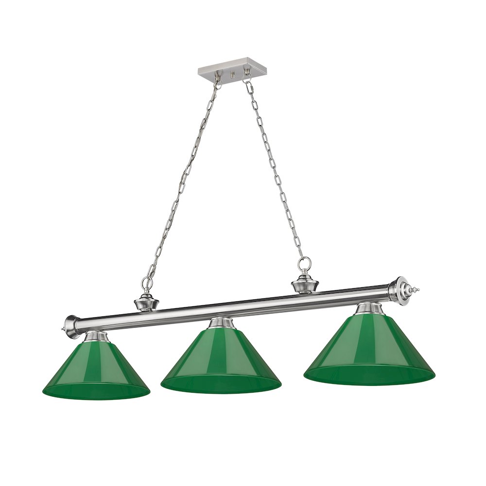 Z-Lite Cordon 3 Light Billiard, Steel Frame, Green Shade Color. Picture 5