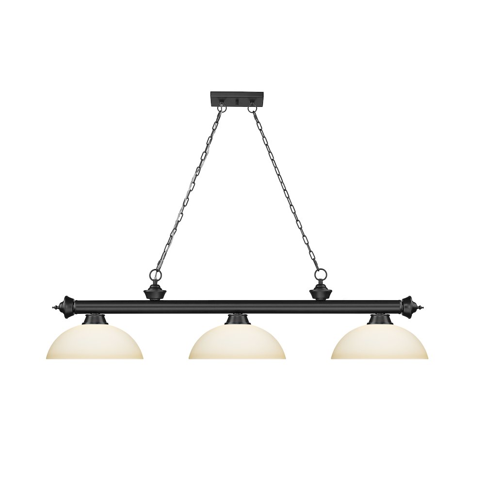 Z-Lite Cordon 3 Light Billiard, Steel Frame, Matte Opal Shade Color. Picture 2