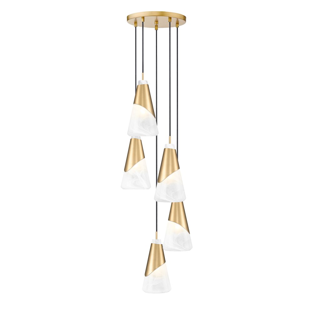 Z-Lite Aimie 5 Light Chandelier, Modern Gold. Picture 1