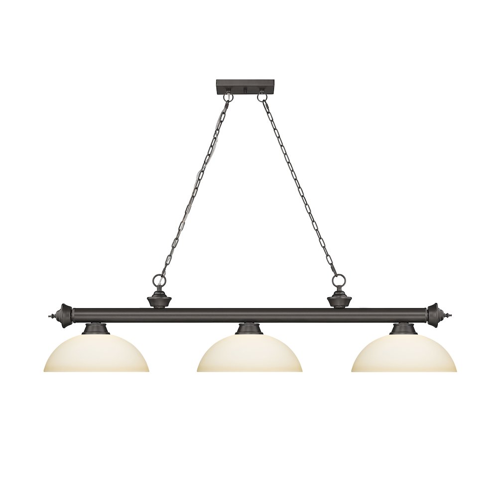 Z-Lite Cordon 3 Light Billiard, Steel Frame, Matte Opal Shade Color. Picture 2