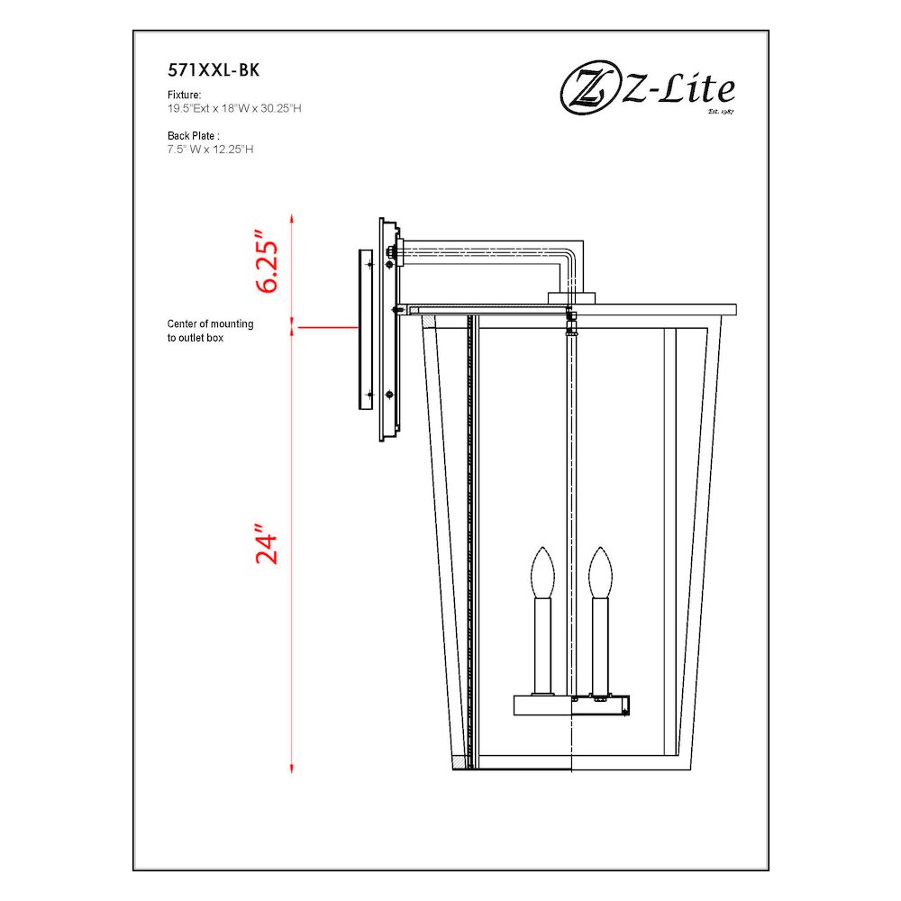 Z-Lite 4 Light Outdoor Wall Light. Picture 9