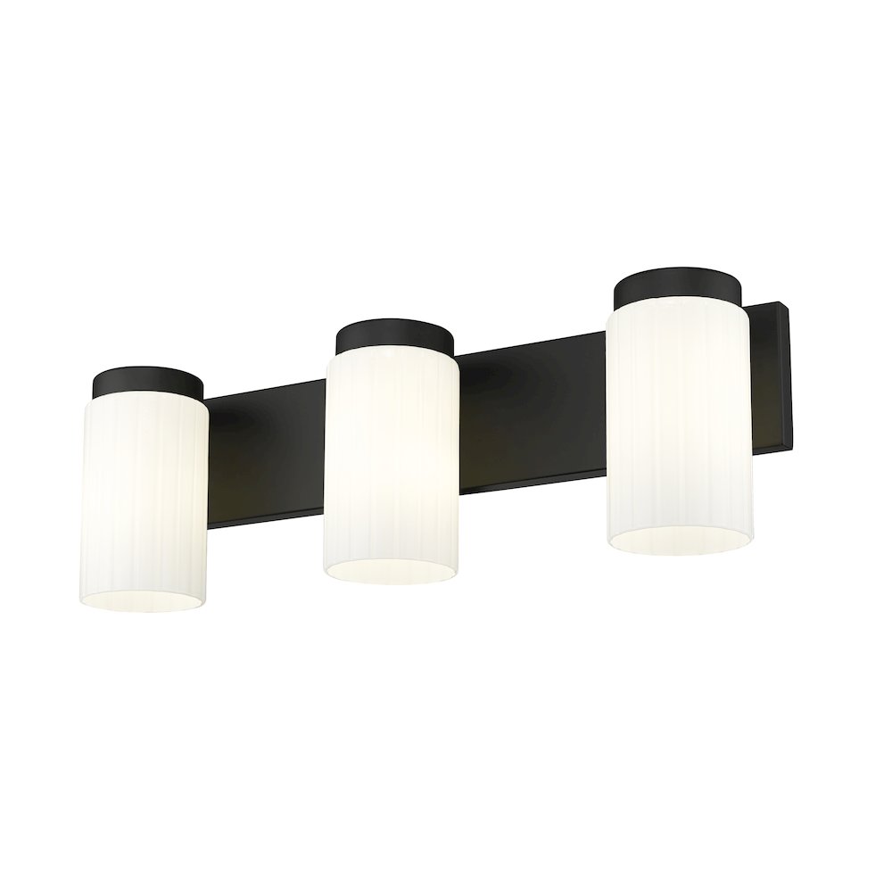 Z-Lite Burk 3 Light Vanity, Matte Black. Picture 2
