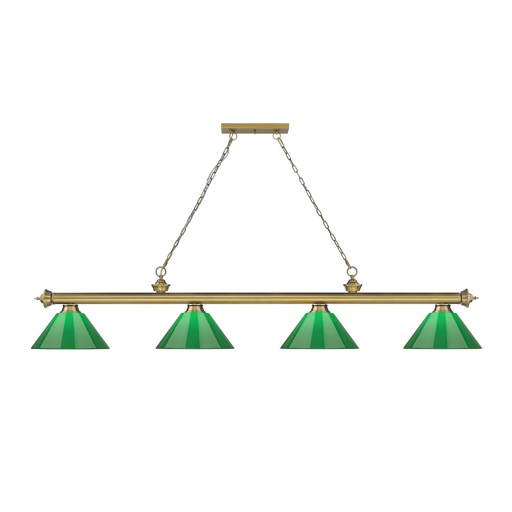 Z-Lite Cordon 4 Light Billiard, Steel Frame, Green Shade Color. Picture 2