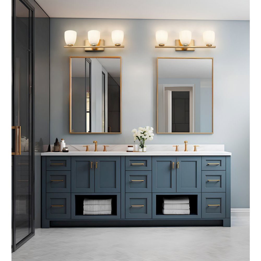 Z-Lite Naya 3 Light Vanity in Modern Gold color, Steel frame. Picture 7