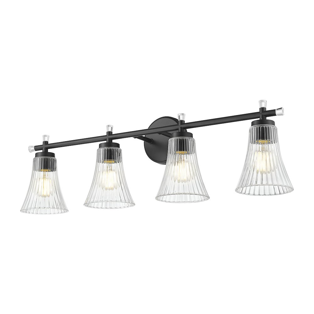 Z-Lite Belle 4 Light Vanity in Matte Black color, Steel frame. Picture 3