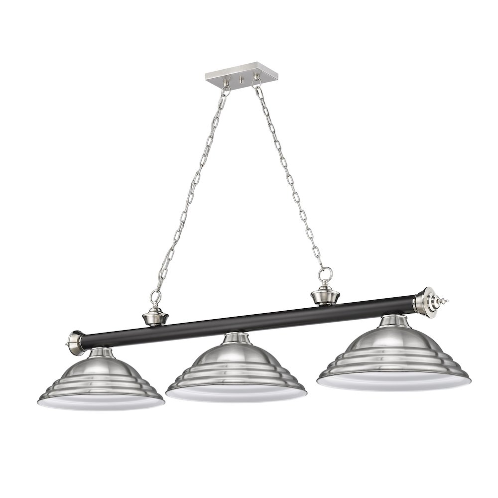 Z-Lite Cordon 3 Light Billiard, Steel Frame, Brushed Nickel Shade Color. Picture 5