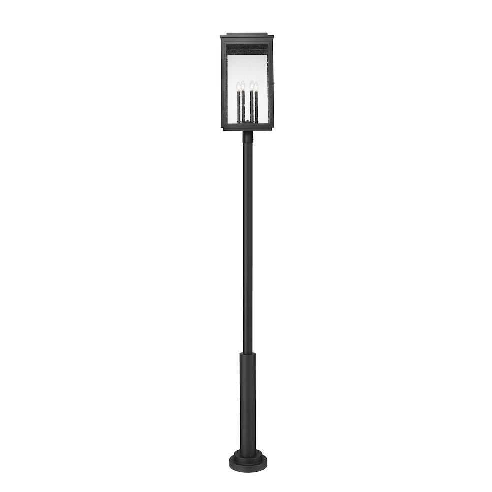 Z-Lite Hartwell 6 Light Outdoor Post Mounted Fixture in Sand Black color. Picture 3