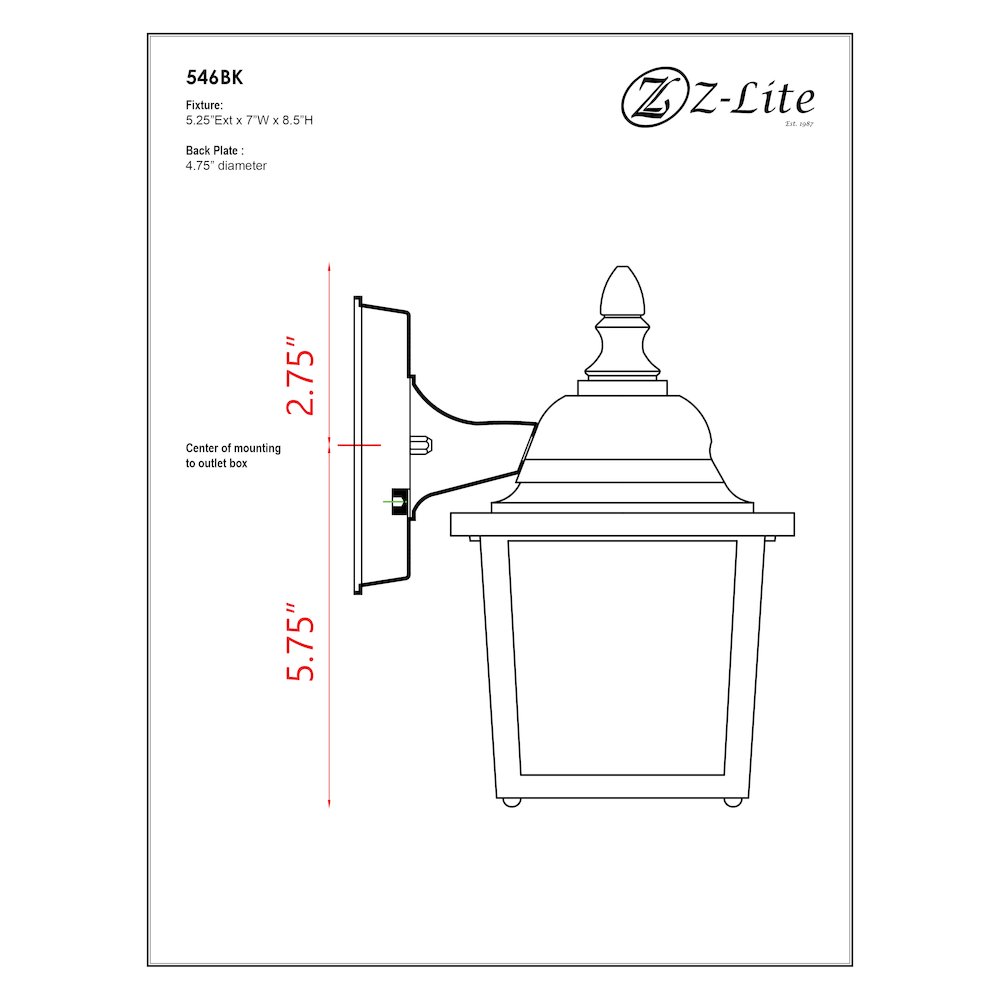 Z-Lite 1 Light Outdoor Wall Light. Picture 2