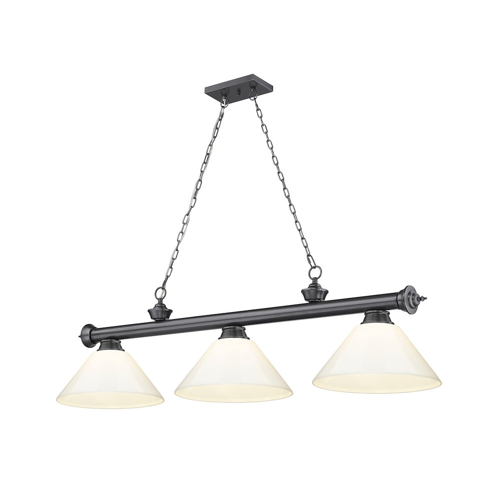 Z-Lite Cordon 3 Light Billiard, Steel Frame, White Shade Color. Picture 1