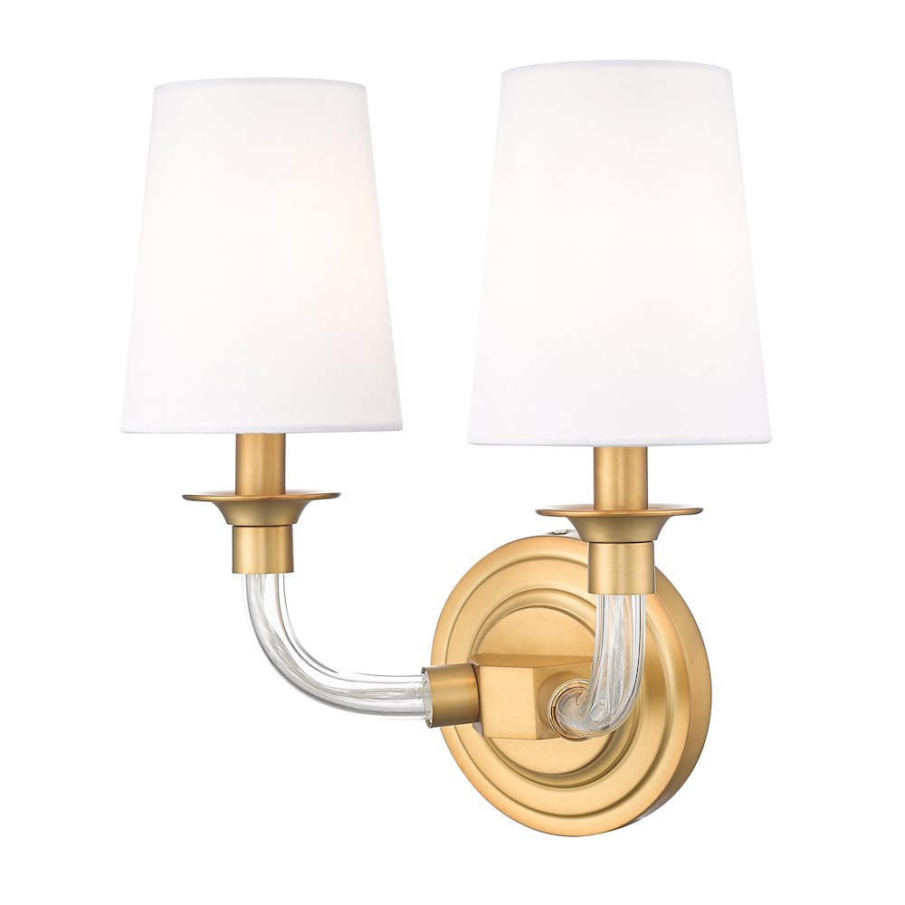 Z-Lite Katerina 2 Light Wall Sconce in Rubbed Brass Frame Finish. Picture 1