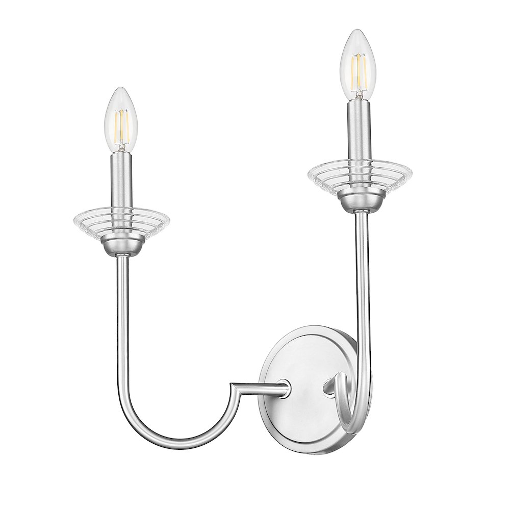 Z-Lite Allistair 2 Light Wall Sconce in Brushed Nickel color, Steel frame. Picture 5