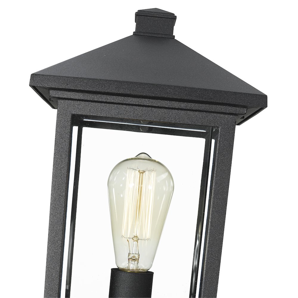 Z-Lite Portland 1 Light Outdoor Pier Mounted Fixture in Black Frame Finish. Picture 4