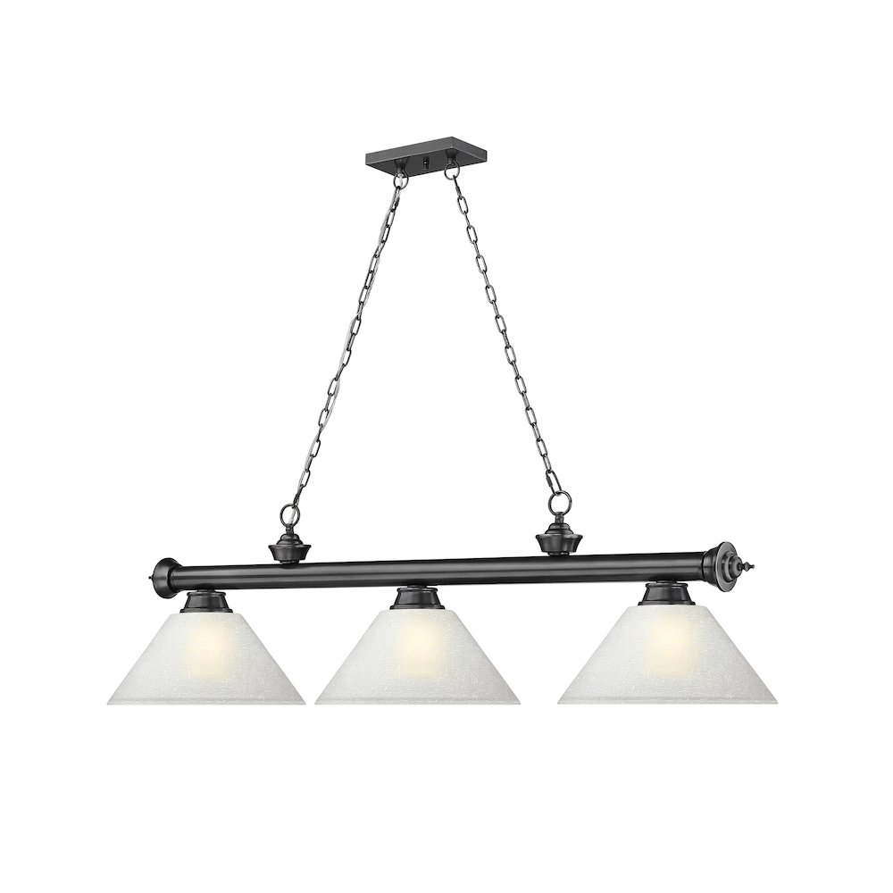 Z-Lite Cordon 3 Light Billiard, Steel Frame, White Linen Shade Color. Picture 3