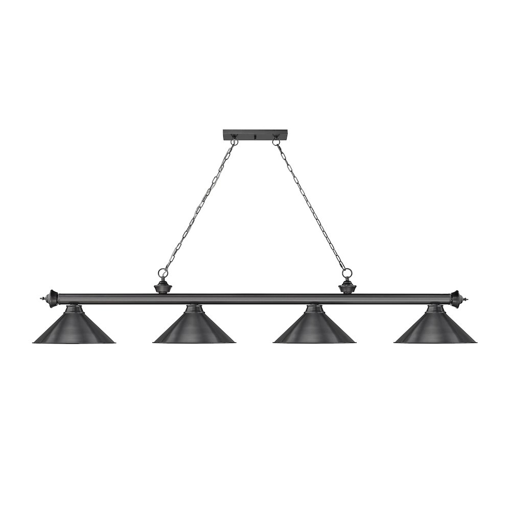 Z-Lite Cordon 4 Light Billiard, Steel Frame, Bronze Plate Shade Color. Picture 2