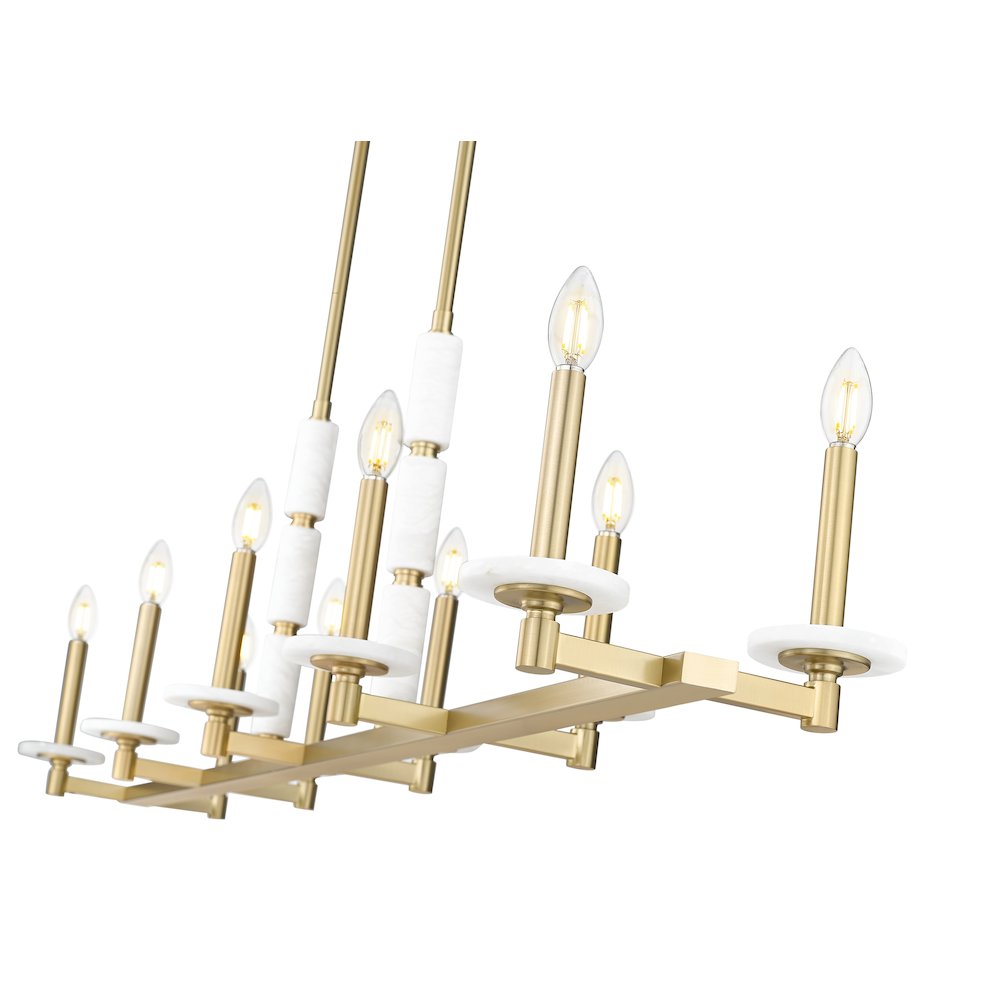 Z-Lite Kaden 10 Light Linear Chandelier in Modern Gold color, Steel frame. Picture 4