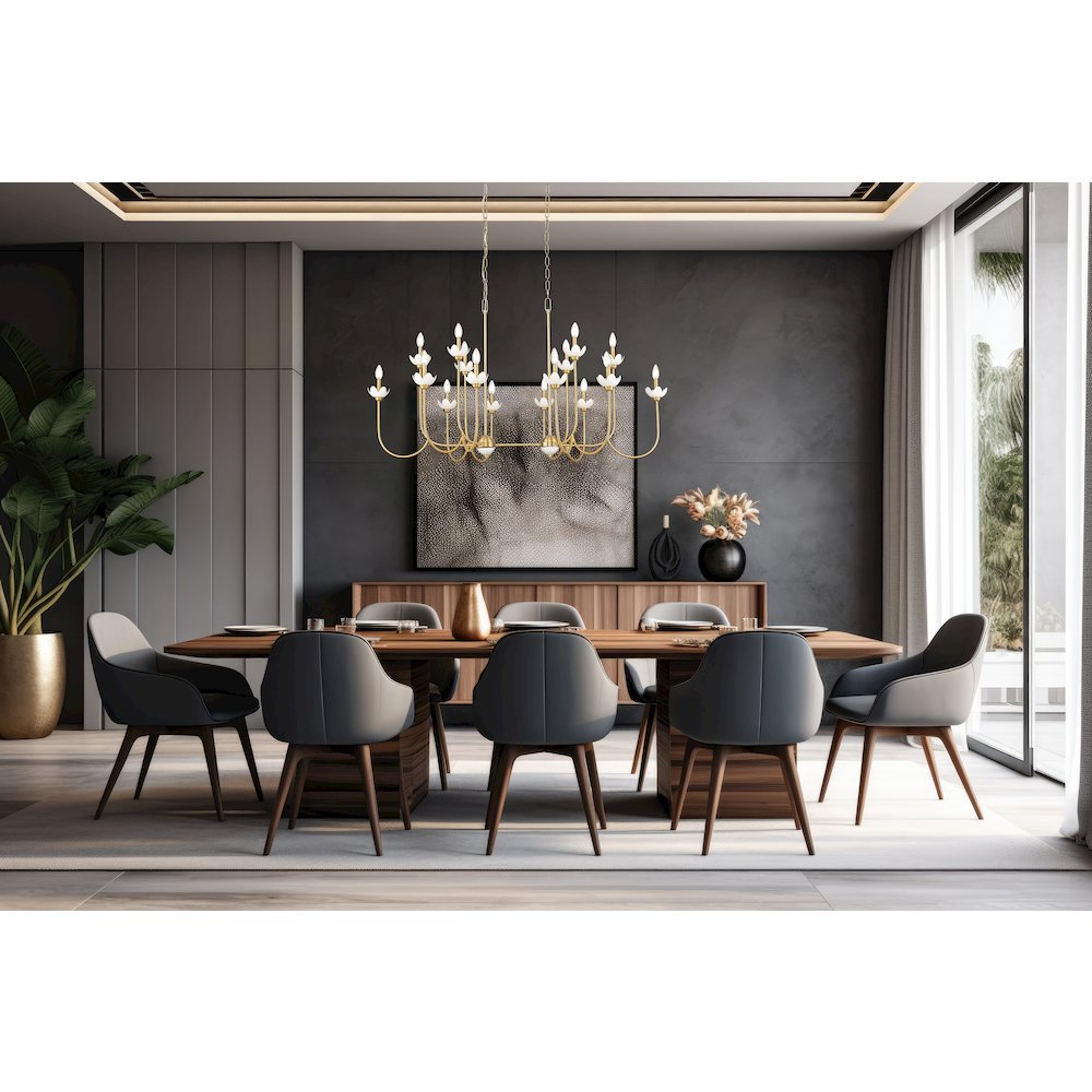 Z-Lite Allistair 16 Light Linear Chandelier in Modern Gold color, Steel frame. Picture 6