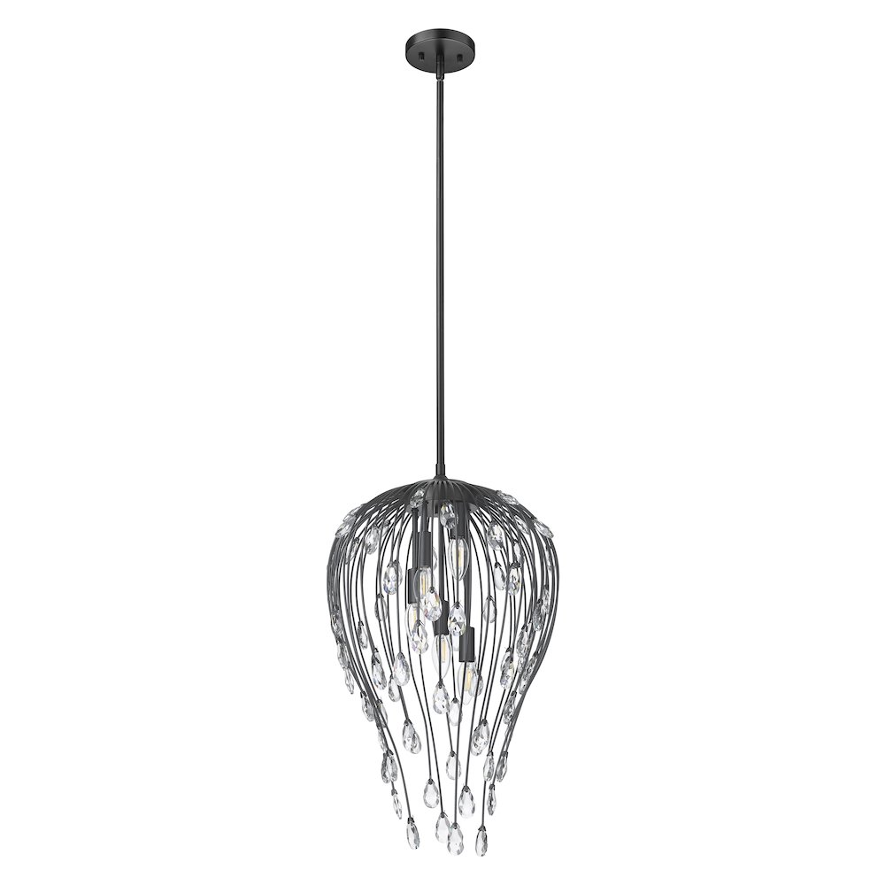 Z-Lite 5 Light Pendant, Matte Black. Picture 7