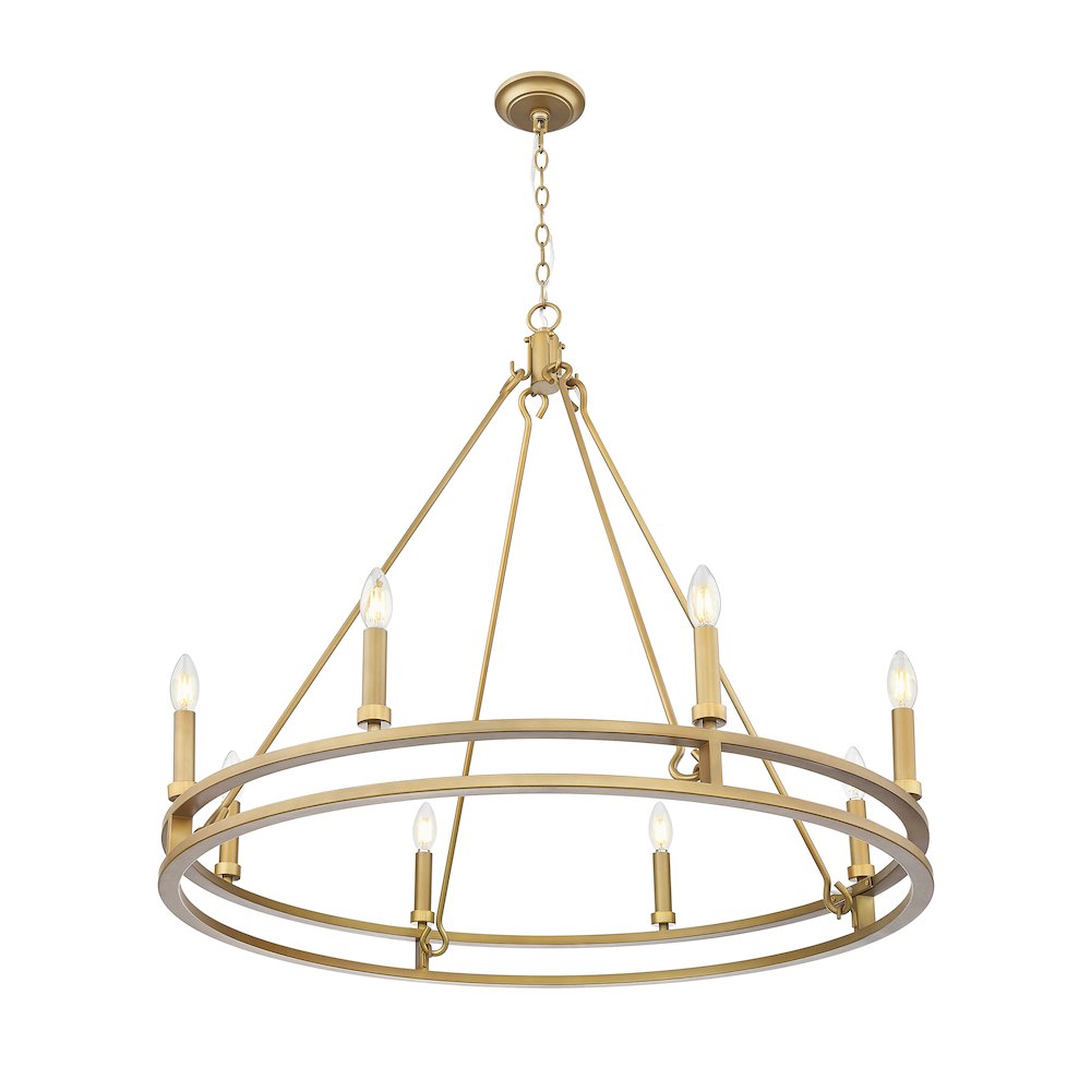 Z-Lite Dennison 8 Light Chandelier in Signature Brass color, Steel frame. Picture 3
