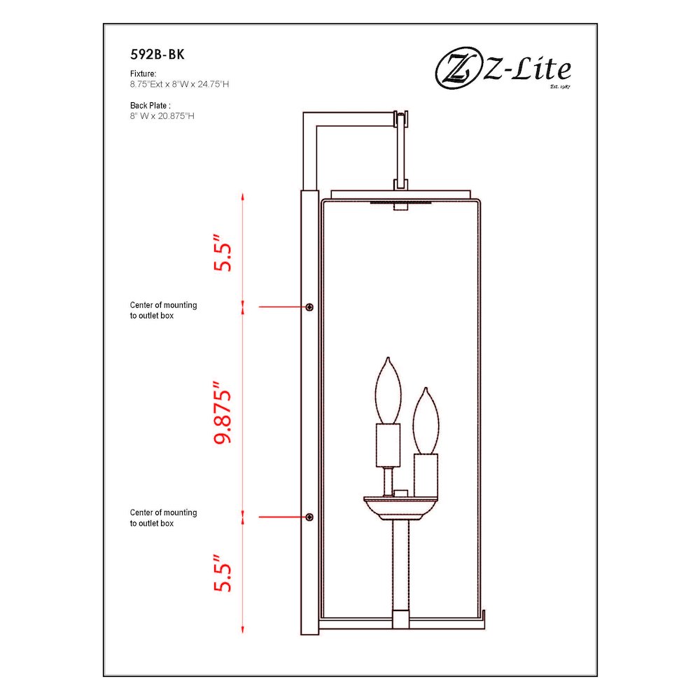 Z-Lite 3 Light Outdoor Wall Light. Picture 9