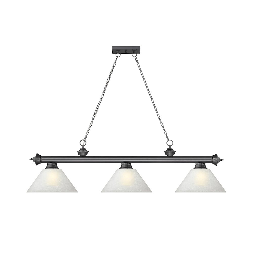 Z-Lite Cordon 3 Light Billiard, Steel Frame, White Linen Shade Color. Picture 2