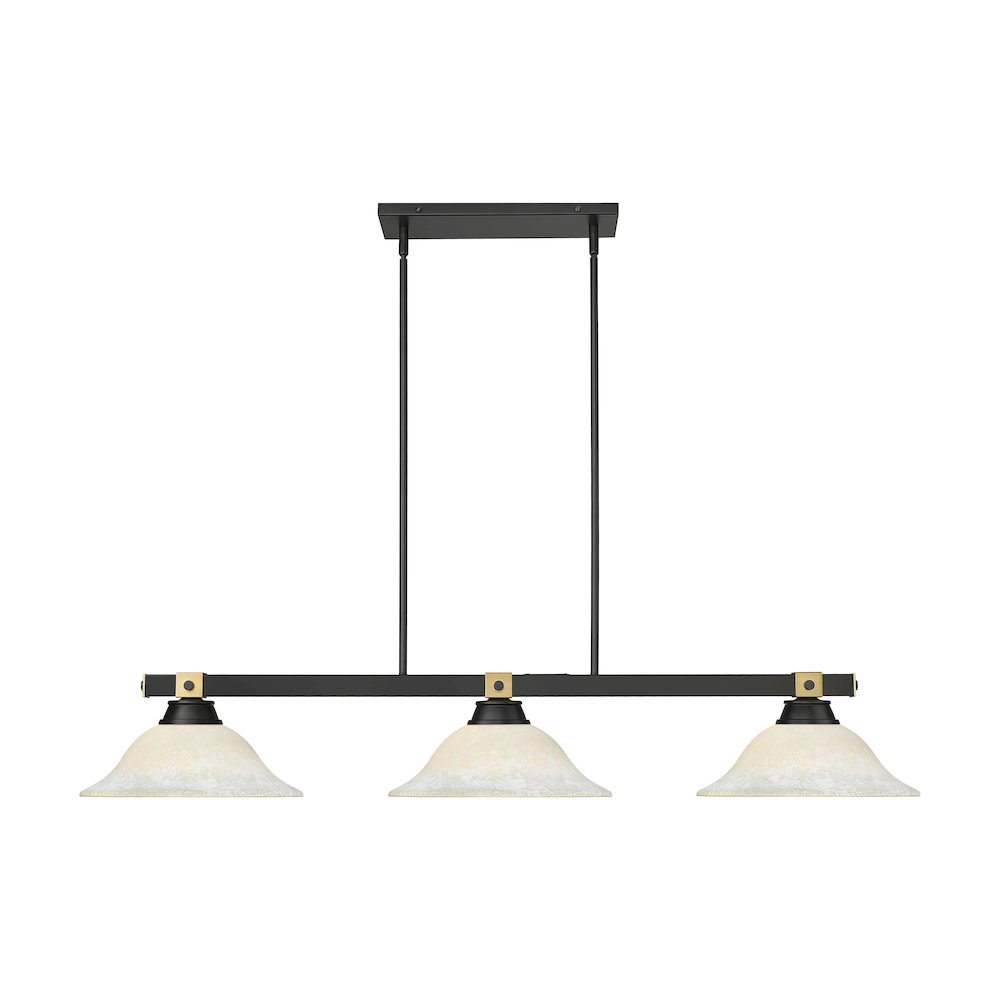 Z-Lite Bronte 3 Light Billiard, Steel Frame, White Mottle Shade Color. Picture 2