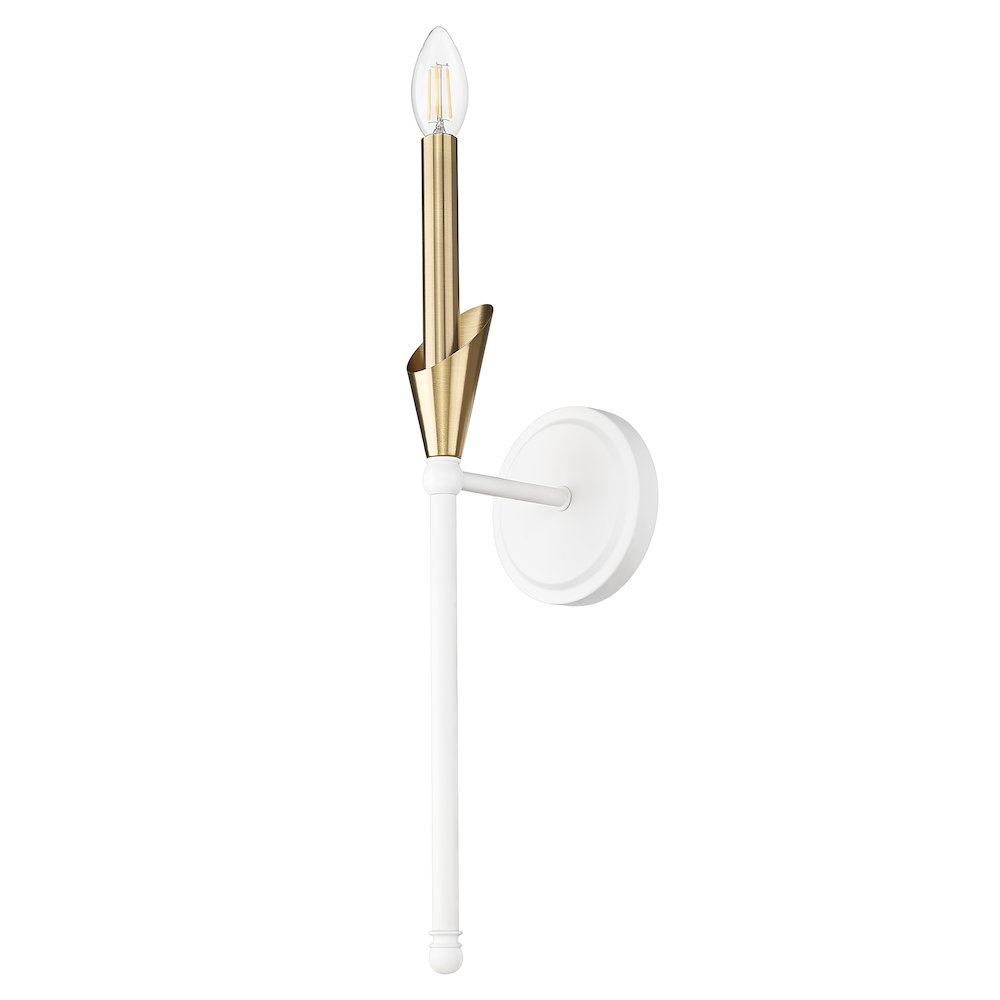 Z-Lite Claudelle 1 Light Wall Sconce in Textured White + Modern Gold color. Picture 3