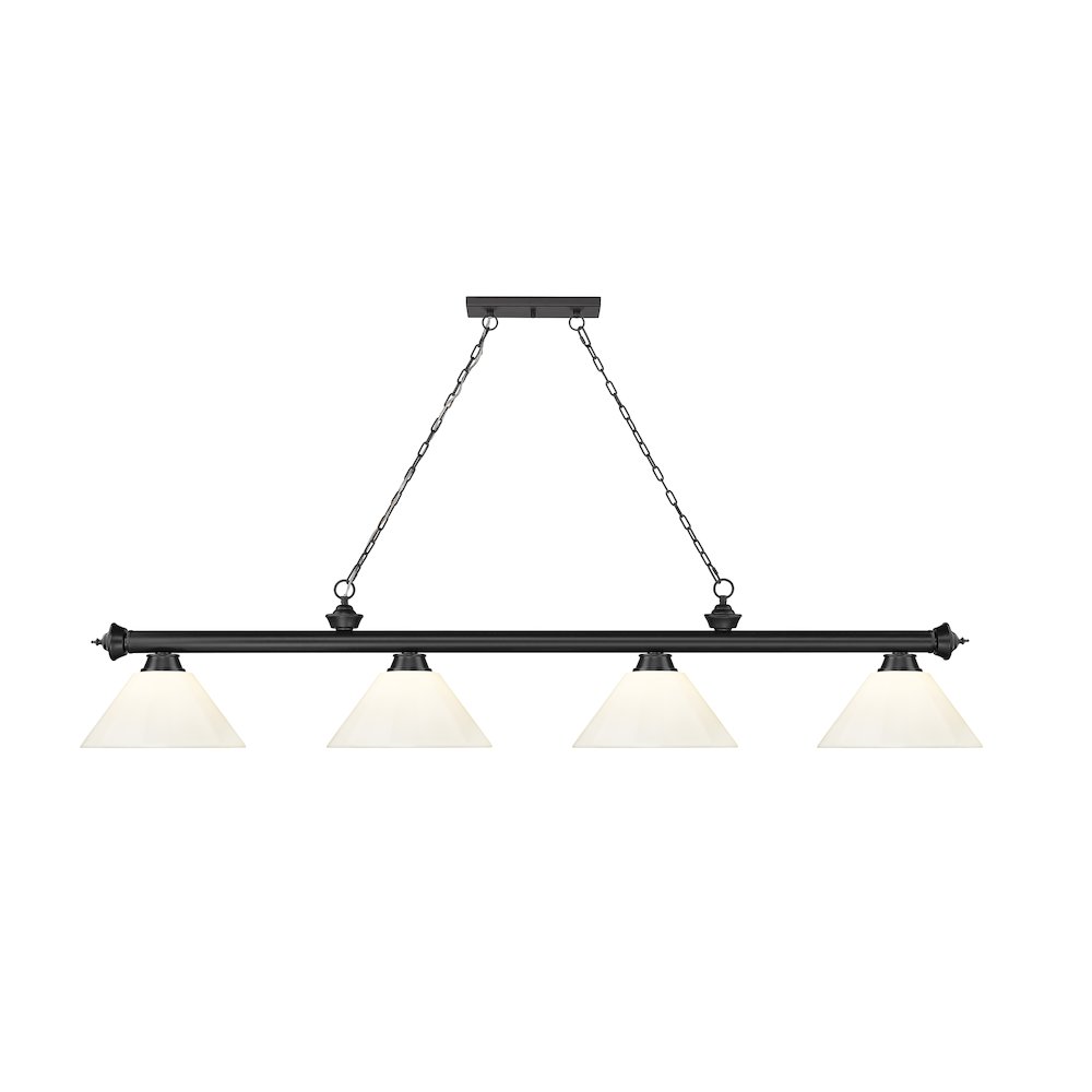 Z-Lite Cordon 4 Light Billiard, Steel Frame, White Shade Color. Picture 2