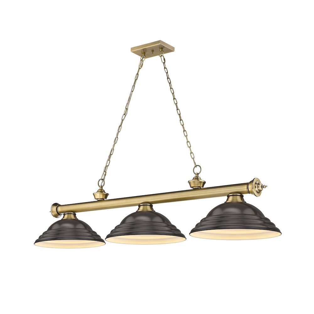 Z-Lite Cordon 3 Light Billiard, Steel Frame, Bronze Shade Color. Picture 1