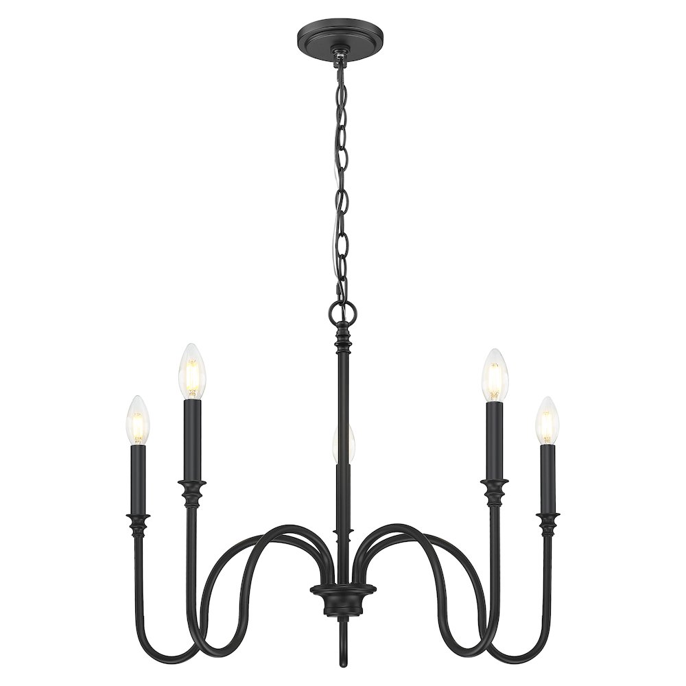 Z-Lite 5 Light Chandelier, Matte Black. Picture 3
