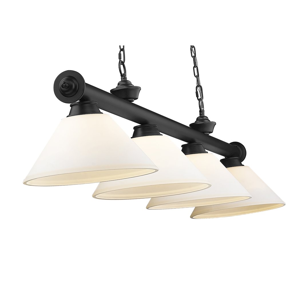 Z-Lite Cordon 4 Light Billiard, Steel Frame, Matte Opal Shade Color. Picture 4