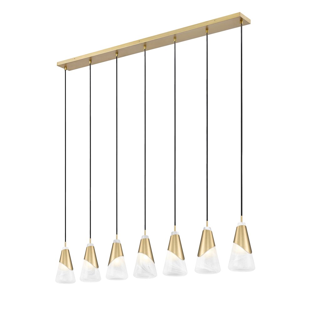Z-Lite Aimie 7 Light Linear Chandelier, Modern Gold. Picture 2