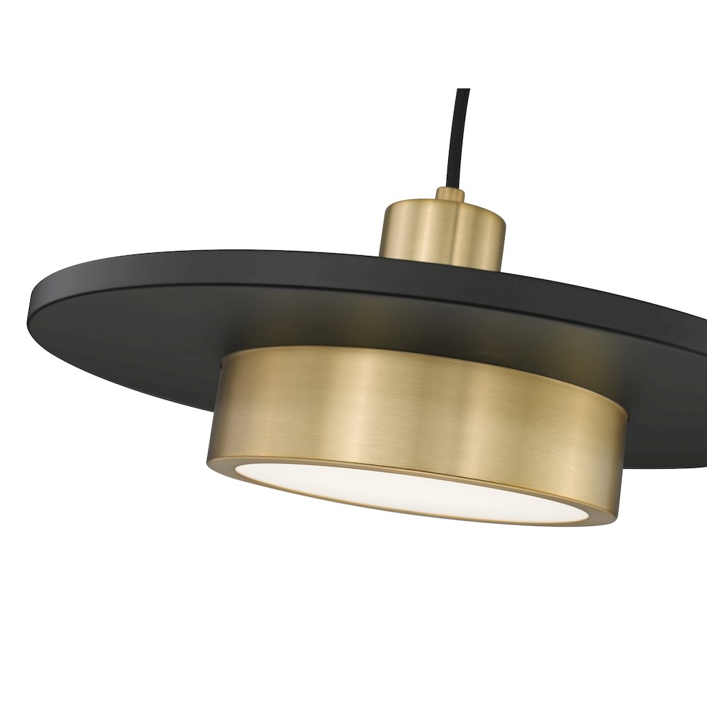 Z-Lite 1 Light Pendant, Matte Black + Modern Gold. Picture 4