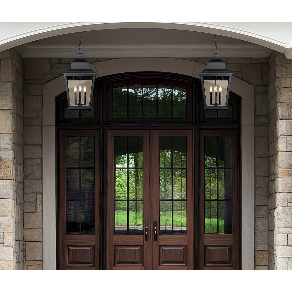 Z-Lite 4 Light Outdoor Chain Mount Ceiling Fixture, Sand Black. Picture 5