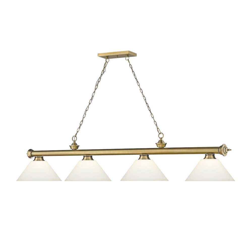 Z-Lite Cordon 4 Light Billiard, Steel Frame, Matte Opal Shade Color. Picture 3
