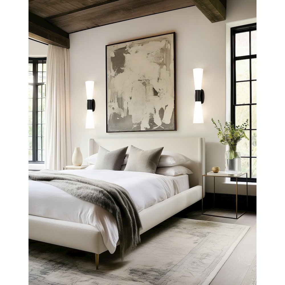 Z-Lite 2 Light Wall Sconce, Matte Black. Picture 5