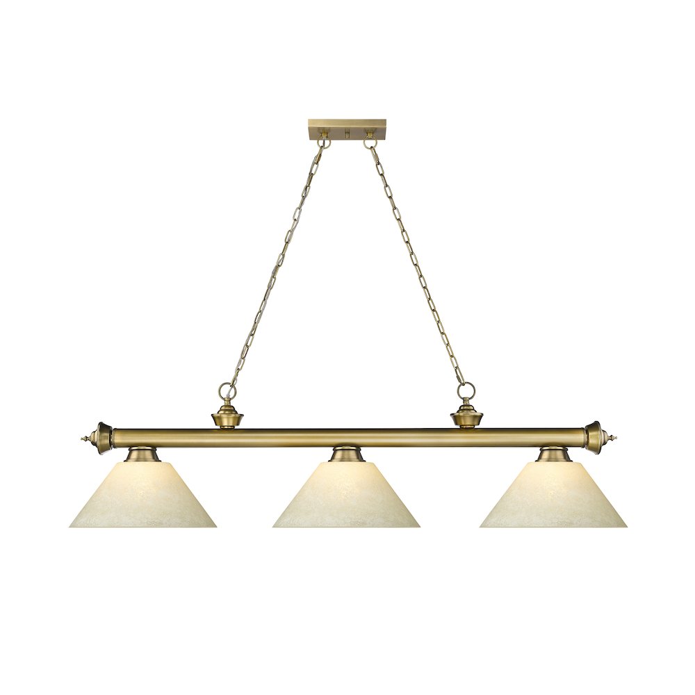 Z-Lite Cordon 3 Light Billiard, Steel Frame, Golden Mottle Shade Color. Picture 2