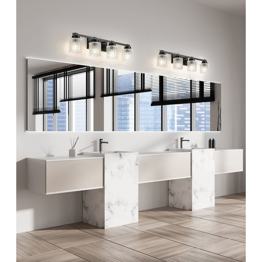 Z-Lite 4 Light Vanity, Matte Black. Picture 6