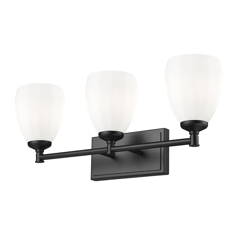 Z-Lite Oren 3 Light Vanity in Matte Black color, Steel frame. Picture 3
