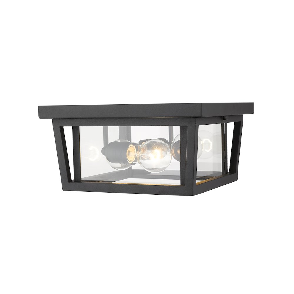 Z-Lite Seoul 3 Light Outdoor Flush Mount, Black. Picture 2