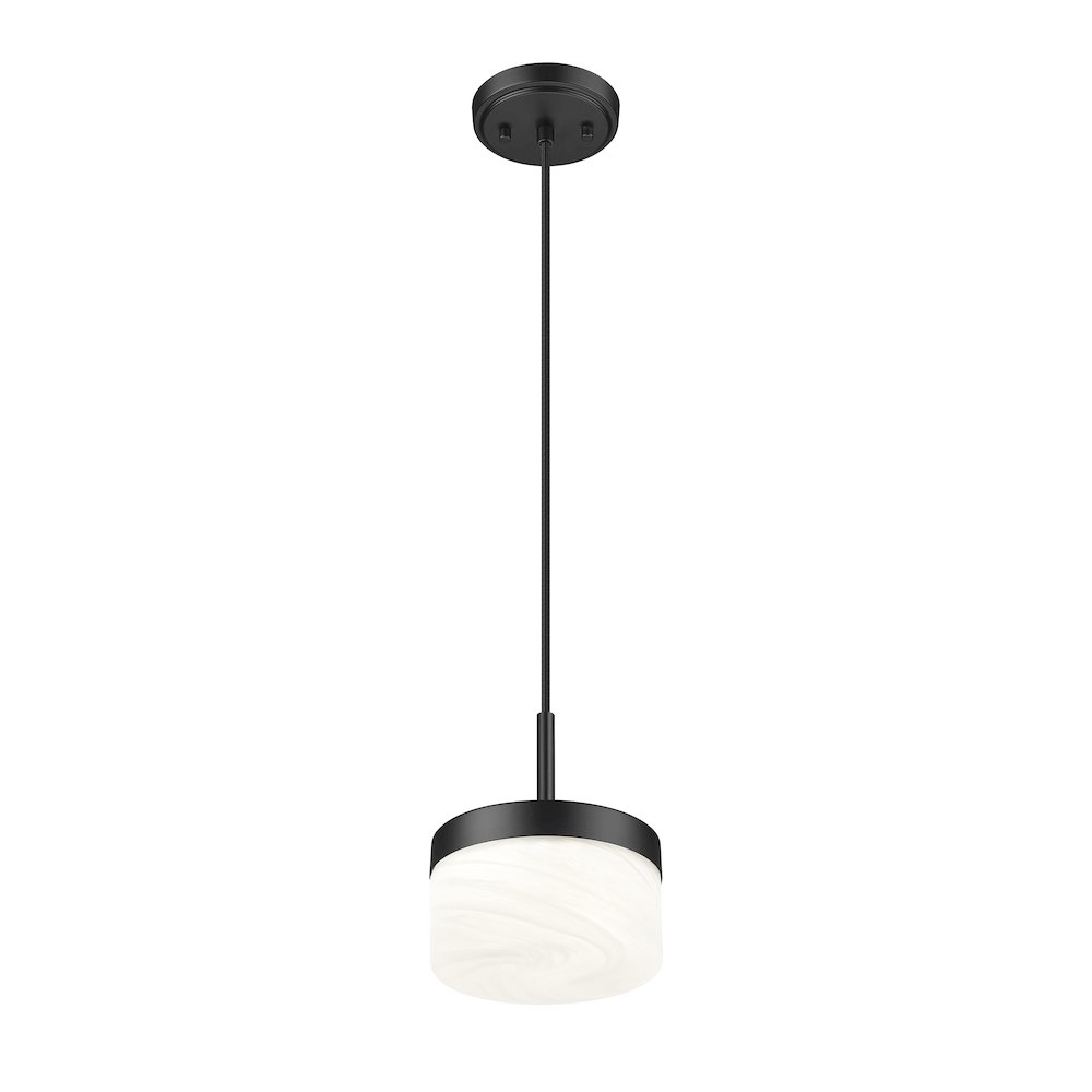 Z-Lite 1 Light Pendant, Matte Black. Picture 2